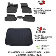 Elorcar A3 Sportback 2020 - Sonrası Üst Kademe 3D Bagaj Havuzu - 4.5d Paspas Seti