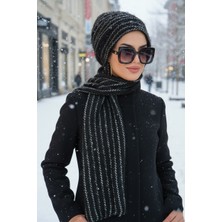Aişe Tesettür Siyah Desenli Tesettür Bere