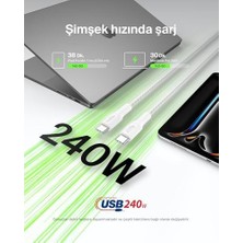 Uslucan Alışveriş Eco Örgülü Usb-C - Usb-C Kablosu, 1 M, 240 W, Yumuşak, Esnek Hızlı Şarj Kablosu, 16, Galaxy S25, 9, Macbook, iPad Pro ve Daha Fazlası Için Tip-C Şarj Kablosu - Beyaz (Usb 2.0)