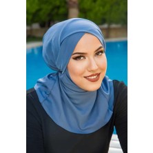 Aişe Tesettür Indigo Çapraz Bantlı Havuz ve Deniz Bonesi