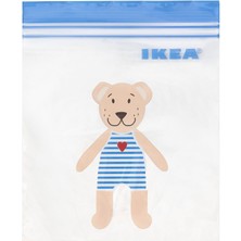 Uslucan Alışveriş Kilitlenebilir Buzdolabı Poşeti Mavi Renk 1 Lt, 25 Adet Ayıcık Desenli