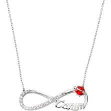 Aya Diamond Gümüş Uğur Böcekli Sonsuzluk Canım Bayan Kolye