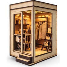 Algwood Ahşap Terzi Atölyesi Maketi LED Işıklı Dekoratif Mini Atölye Modeli 76 Parça - Book Nook