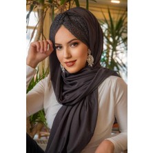 Aişe Tesettür Füme Işıltılı Desen Burgu Hazır Şal