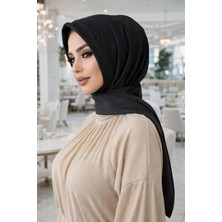 Aişe Tesettür Siyah Mevsimlik Kapüşonlu Çıtçıtlı Şal