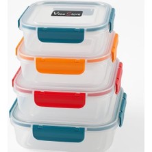 Uslucan Alışveriş Store 4’lü Kilitli Saklama Kabı Seti – Sızdırmaz Kapaklı, Farklı Boy ve Renklerde, Bpa Içermez, Plastik Gıda Saklama Kutusu (2150 Ml- 1300 ml - 700 ml - 300 Ml) (Mavi)