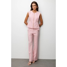 Ekol Kadın Ispanyol Paça Düşük Bel Pantolon 1004 Pembe