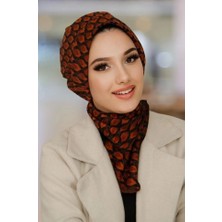 Aişe Tesettür Siyah Taba Desenli Tesettür Bere ve Etol Takım