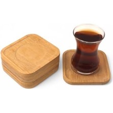 Uslucan Alışveriş Bambu Kare Çay Tabağı Bardak Altlığı 6'lı Set | Dekoratif ve Doğal Bambu Altlık – Şık ve Dayanıklı Tasarım (10CM x 10CM)