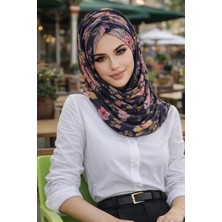 Aişe Tesettür Siyah Çiçek Desen Hazır Şal