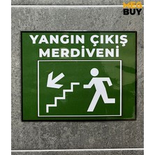 Megbuy Yangın Çıkış Merdiveni Uyarısı Kendinden Yapışkanlı Uyarı Levhası