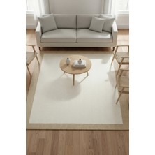 Santiva Home Bordürlü Sisal Halı  Bej Krem – Pamuk Dokuma, Kaymaz Taban, Modern Tasarım