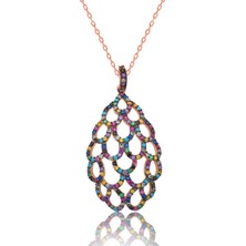Aya Diamond Gümüş Rose Renkli Bayan Kolye