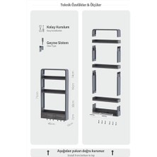 Uslucan Alışveriş Çok Amaçlı Yapışkanlı Duvar Rafı Organizer 3 Katlı Banyo & Mutfak Rafı 2 Çekmeceli Havluluk (Beyaz)