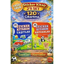 60 Çıkartmalı Sticker Kitabı –eğitici Etkinlik Kitabı (Hayvanlar - Taşıtlar) - 2'li