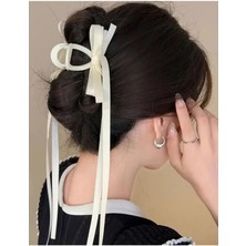 Uslucan Alışveriş Kadın Siyah Fiyonk Kuyruklu Mandal Toka, Kadın Çocuk Mandal Toka, Lastik Toka Seti, Toka Organizer, Kadife Toka Krem