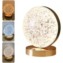Uslucan Alışveriş Yuvarlak Kristal Dekoratif 3 Mod Renkli Masa Lambası Dokunmatik Dimerli LED Gece Işığı