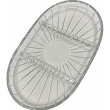 Uslucan Alışveriş Şık Tasarımlı 3 Bölmeli Cam Kahvaltılık – 27X15 cm Dayanıklı Servis Tabağı, Çok Bölmeli Sunum Kabı, Çizgili Desen Modern Cam Meze ve Atıştırmalık Tabağı