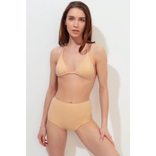 Lovekini Hera Nude Hight Waist Bikini With Silver Stripes Details