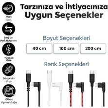 Uslucan Alışveriş Type-C To Type-C ile Uyumlu ve ile Uyumlu Hızlı Şarj ve Data Kablosu 40 cm L Tipi Gaming (Siyah)