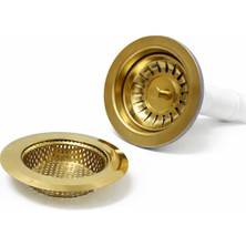 Fkn Altın Eviye - Lavabo Gider Süzgeci ve  Çöp Tıkacı Seyyar Süzgeç