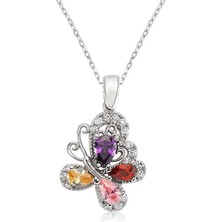 Aya Diamond Gümüş Renkli Kelebek Bayan Kolye
