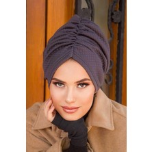 Aişe Tesettür Füme Kışlık Büzgülü Bone