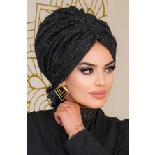 Aişe Tesettür Siyah Abiye Tokalı Bone - 60100