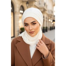 Aişe Tesettür Beyaz Fitilli Tesettür Bere