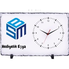 Hediye Vakti Kurumsal Logolu Dikdörtgen Doğal Taş Masa Saati 25X38 cm – Firmalara Özel Promosyon Saat