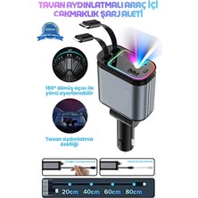 Epilons LED Işık Tavan Aydınlatmalı 66W 4 1 Çift Kablolu Hızlı Şarj 3.4A Araç Içi Çakmaklık Şarj Aleti