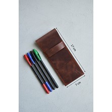 Oh Deer Leather – Hakiki Deri Çoklu Kalemlik (17x7 cm) - Frisco Deri - Kahverengi