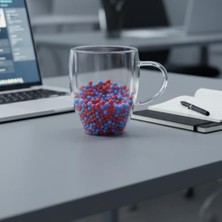 Uslucan Alışveriş Çift Cidarlı Cam Kupa Seti | Isı Yalıtımlı Kulplu Borosilikat Kupa | Soğuk & Içecek Termal Kupa | Espresso Çay Bardağı Seti-Bordo,mavi-Trabzonspor Detaylı