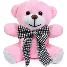 Uslucan Alışveriş Pelüş Piti Kareli Pelüş Ayı,siyah Beyaz Fiyonklu Ayıcık,sevimli Fiyonklu Ayıck,papyonlu Ayıcık,doldurulabilir Oyuncak,ofis Hediyesi (Pembe)