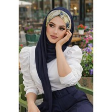 Aişe Tesettür Lacivert Batik Desen Burgu Hazır Şal