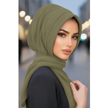 Aişe Tesettür Haki Kapüşonlu Çıtçıtlı Şal