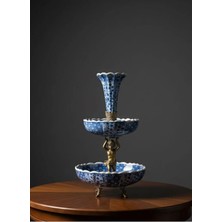 Pirinç & Porselen Iki Katlı Kurabiyelik Şekerlik 21*37CM