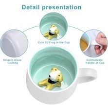 Uslucan Alışveriş 3D Porselen Kupa – Sevimli Fularlı Köpek Figürlü, 350 Ml, Eğlenceli ve Özgün Tasarım,mavi