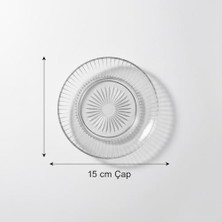 Uslucan Alışveriş 6’lı Cam Tatlı Tabağı Seti 15 cm – Şık Desenli, Sunum ve Ikram Tabakları, Pasta Meyve Kurabiye Servis Tabağı, Dayanıklı Cam Sofra Seti