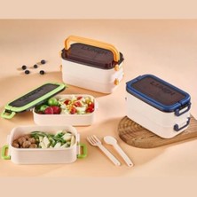 Uslucan Alışveriş Beslenme Kutusu 1200 ml 2 Katlı Bölmeli Bpa'sız Pp Plastik Sefer Tası ve Beslenme Çantası - Lunch Box, Çatal Kaşık Dahil Okul Beslenme