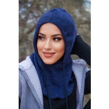 Aişe Tesettür Lacivert Karyağdı Bağcıklı Kapüşon Bone