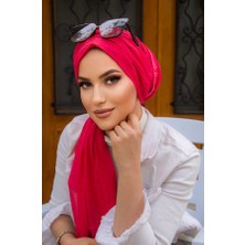 Aişe Tesettür Kırmızı Keten Büzgülü Dolama Bone