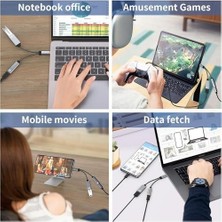 Uslucan Alışveriş HP-Z05 Metal Type-C 60 Watt Hızlı Şarj Kablosu Otg Pd Şarj 2 In 1 Klavye Mouse Çoğaltıcı Adaptör