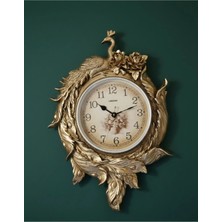 Dekoratif Tavuskuşlu Duvar Saati 80*56 cm