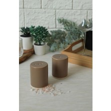 Uslucan Alışveriş Mat Toprak Taupe Stackable Tuzluk/biberlik 6 cm