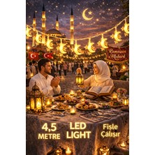 Pairla 4,5 Metre Ramazan 3 Yıldız 1 Ay Temalı LED Işıklı Süsleme Seti Ramazan Süsleri, Ramazan Hediyem Ramazan Süsü