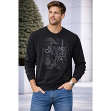 İnce Moda Giyim Erkek Oversize Baskılı Bisiklet Yaka Sweatshirt