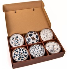 Uslucan Alışveriş 6'lı Desenli Porselen Kase Seti 320 Ml, Çorbalık, Kahvaltılık, Atıştırmalık Kase Hediyelik Kutulu,çok Renkli, FAN11