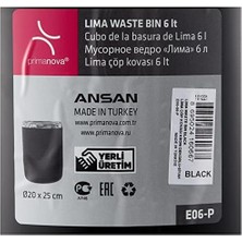 Uslucan Alışveriş M-E06-06-P Lima Çöp Kovası, Krom Dekorlu, Siyah, Standart