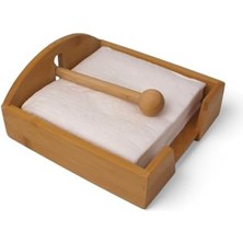 Uslucan Alışveriş Bambu Lüks Peçetelik Kare, Rüzgar Koruma Aparatlı Doğal Bambu Peçetelik – Şık ve Dayanıklı Tasarım (18CM x 18CM x 5cm)